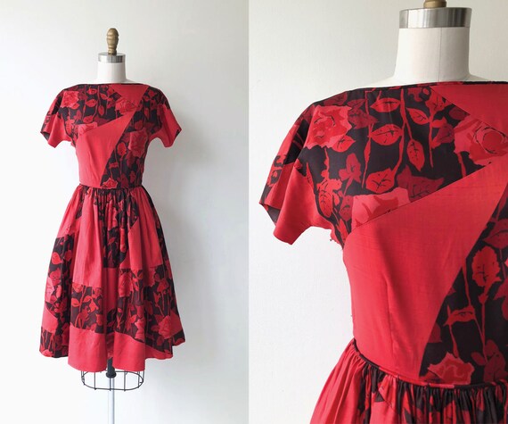 Rose Gatherer dress | 1950s floral dress | vintage