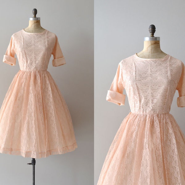 1950s dress / lace 50s dress / Bougeotte lace dress