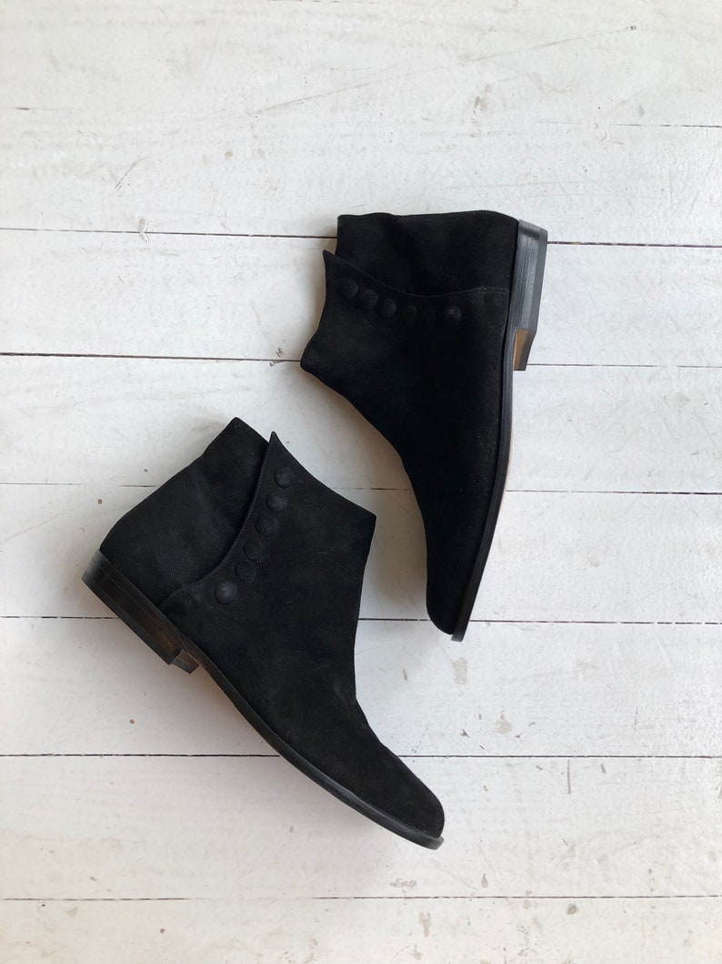 mod black suede booties black ankle boots Charles David button ankle boots