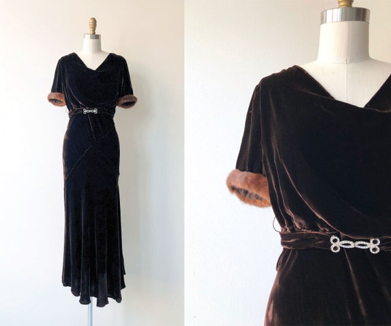 Contralto silk velvet dress | 1930s dress | silk v