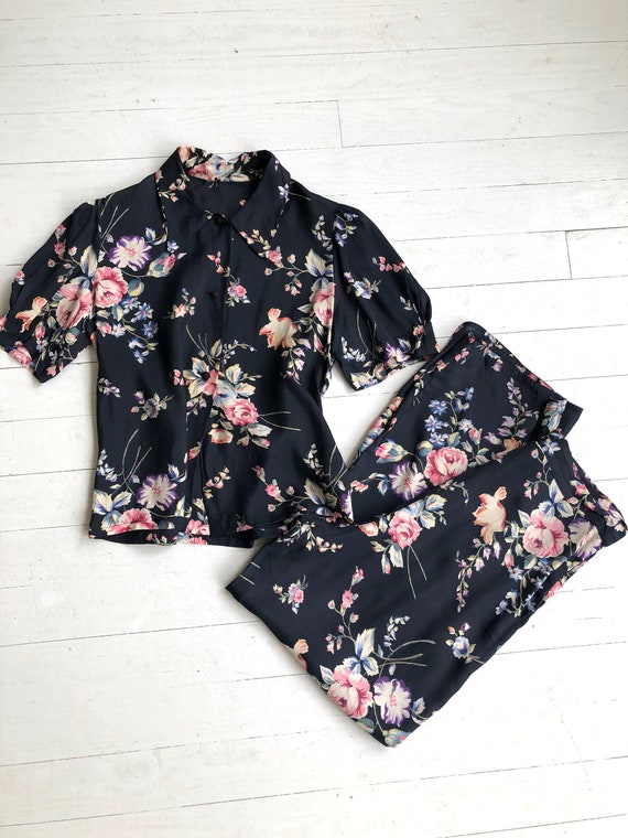 Rare 1940 Two-Piece Rayon Set | 1940s pajamas | 40