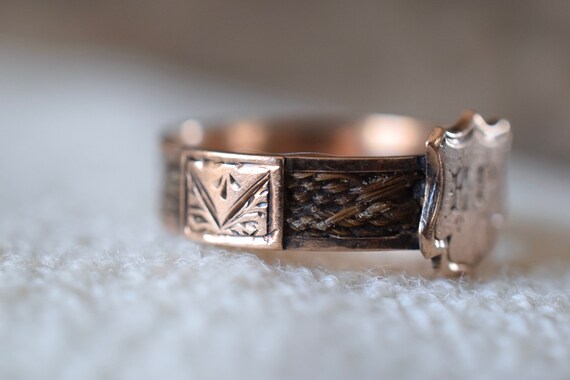 Antique Victorian mourning ring | Victorian hair … - image 3