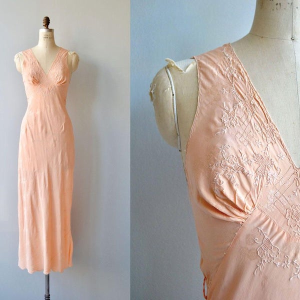 Cephale silk nightgown | vintage 1930s silk nightgown | 30s embroidered silk nightgown