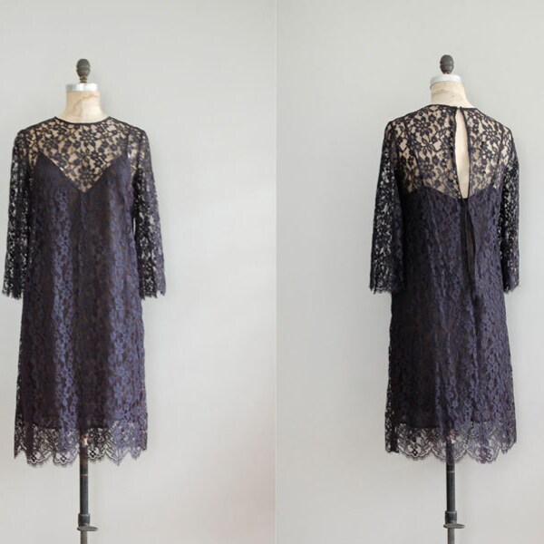 black lace dress / 1960s dress / The Merry Widow