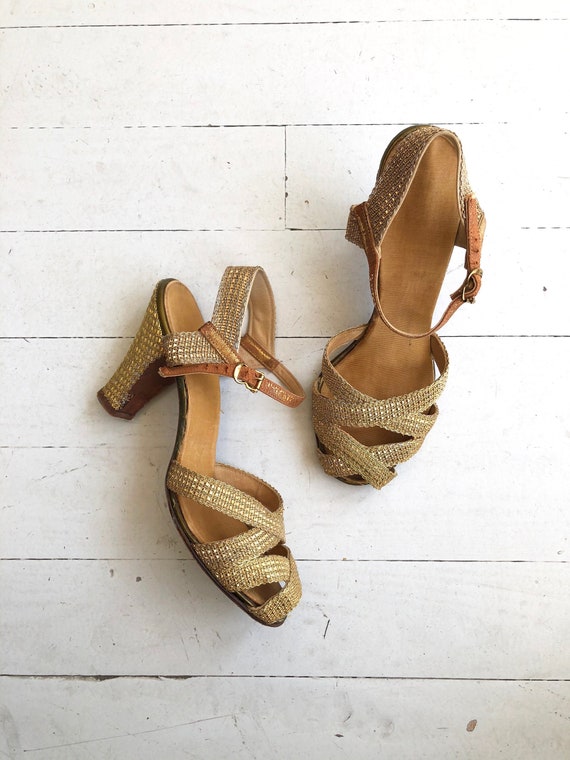 Gold Mesh heels | 1930s shoes | vintage 30s shoes