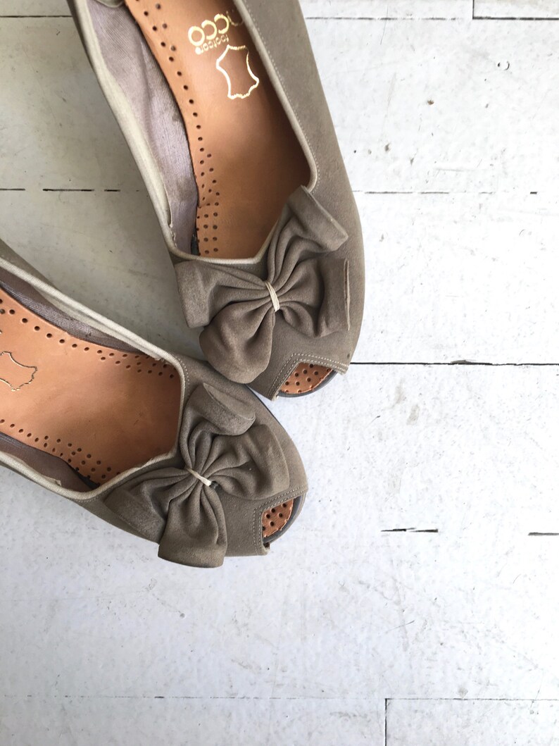 Shale peeptoe platforms vintage 1940s shoes 40s platform heels image 3