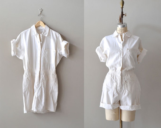 White Cotton Jumpsuit / Vintage Romper / Cayo Largo Jumpsuit - Etsy