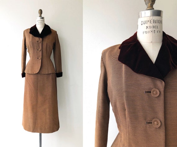 Copper Faille suit | vintage 1950s suit | vintage