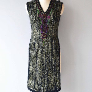 Rozanova knit tabard rare 1920s wool knit dress metallic knit 20s tabard image 5