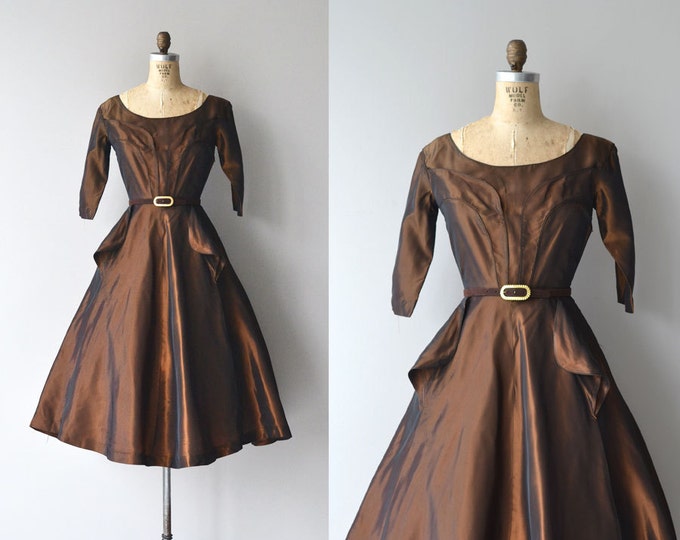 Bronze Age Dress Vintage 1950s Dress Metallic 50s Party Etsy