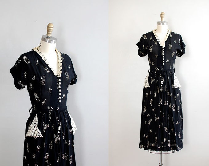 Vintage 1940s Dress / 40s Dress / Chiaroscuro - Etsy