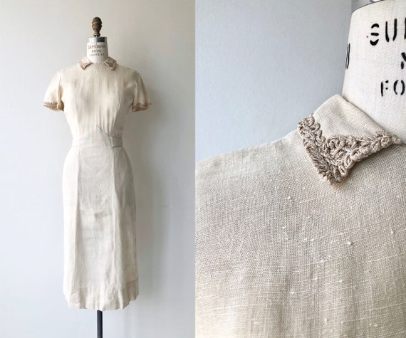 Vellin linen dress | 1950s dress | linen 50s dress