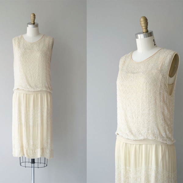 Parlour Match dress | vintage 1920s dress | beaded silk 20s wedding dress