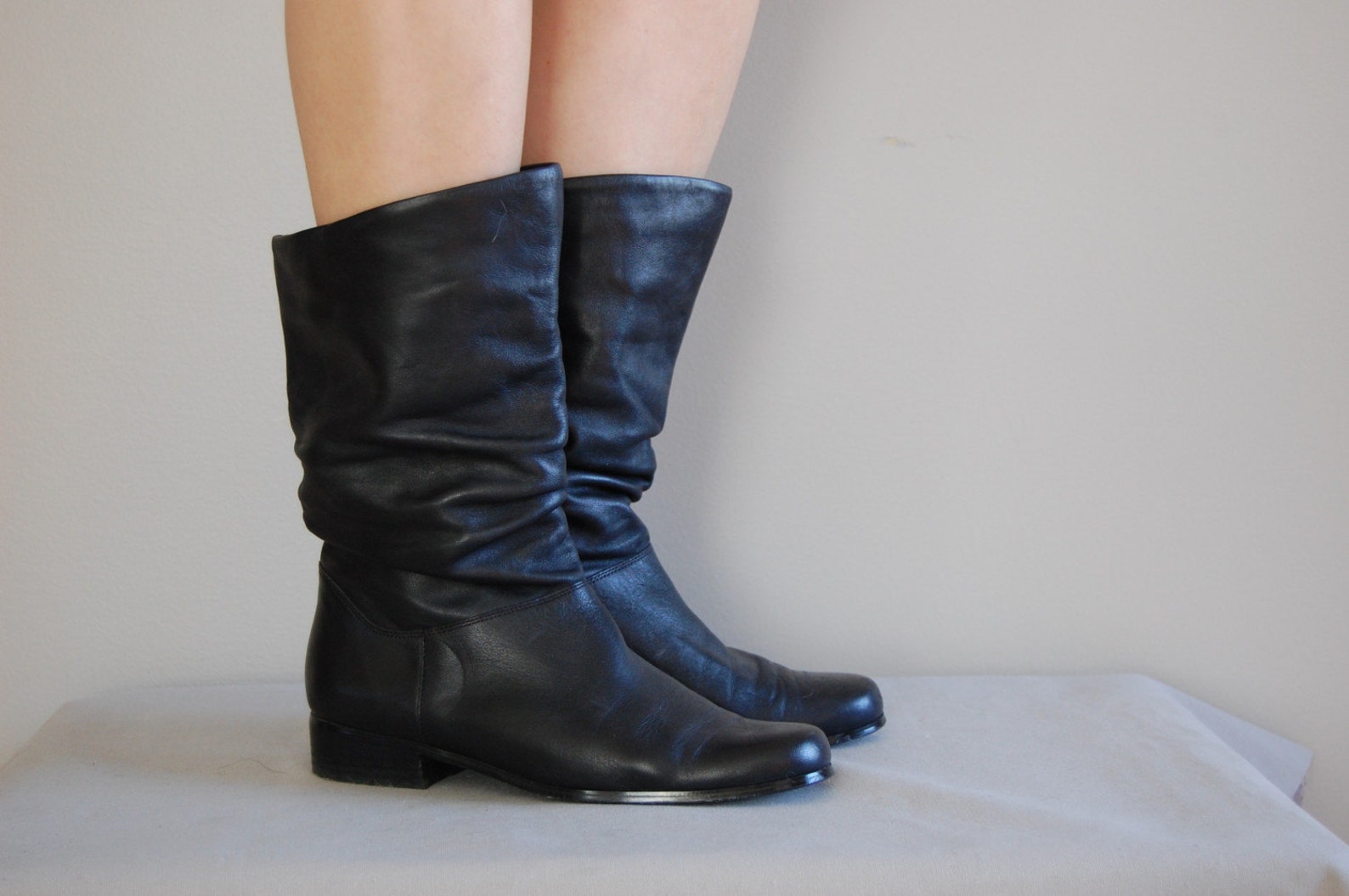 slouchy mid calf boots