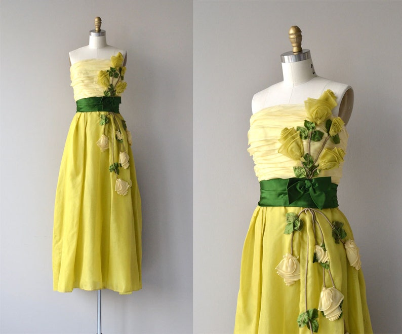 Philip Hulitar silk gown vintage 1950s dress formal 50s dress image 1