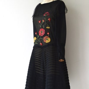 Floral Crewel silk dress silk 1920s dress vintage 20s dress image 2