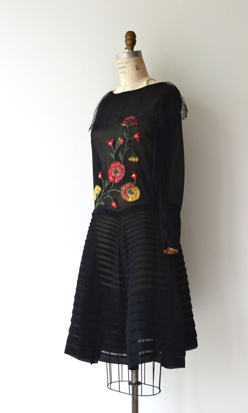 Floral Crewel silk dress silk 1920s dress vintage 20s dress image 2