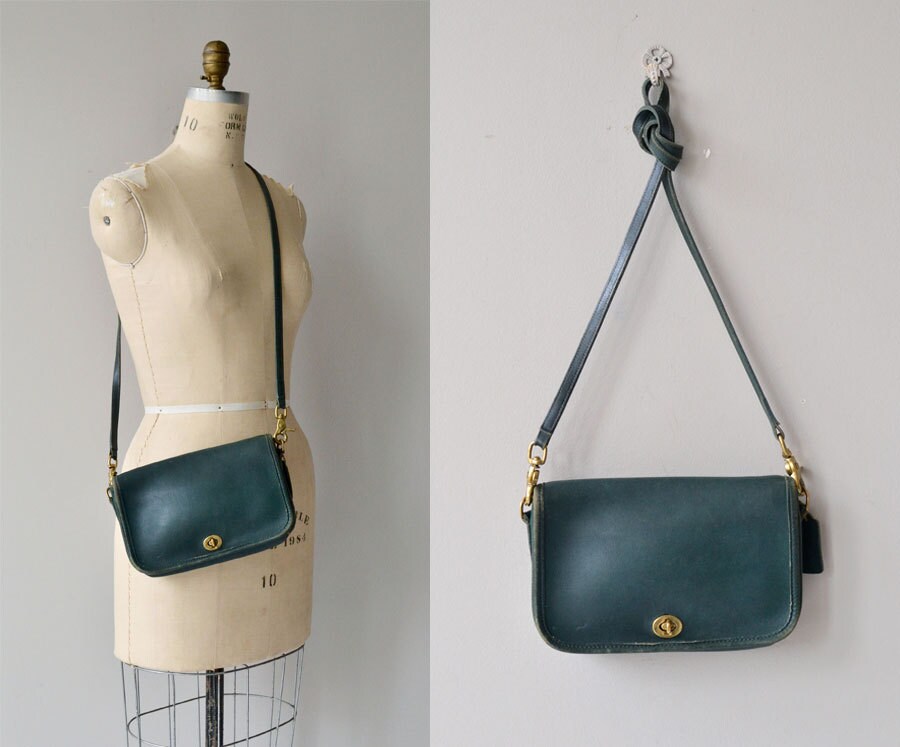 Hunter Green Coach Bag Vintage Coach Purse Leather Coach Shoulder