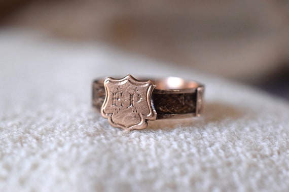 Antique Victorian mourning ring | Victorian hair work ring | 1800s woven hair ring