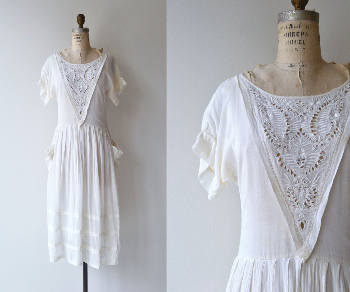 Free Verse dress 1920s white dress cotton 20s dress | Etsy