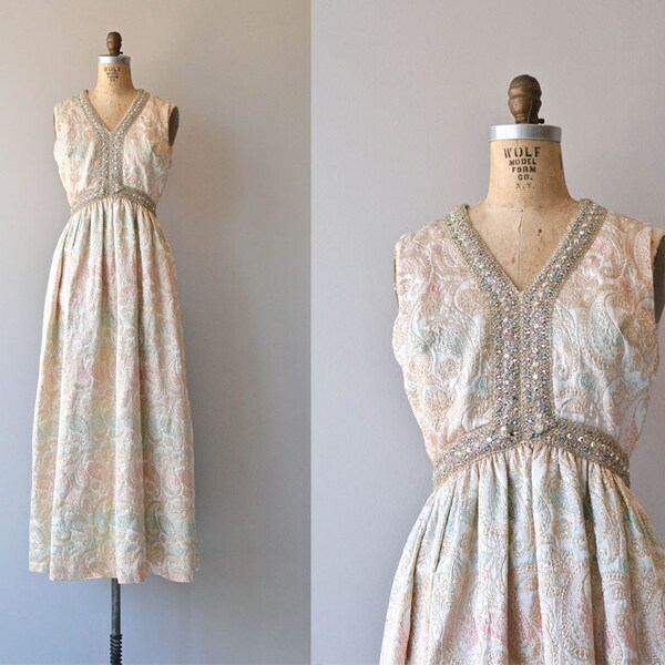 Romantique dress • vintage 1960s dress • 60s brocade maxi dress