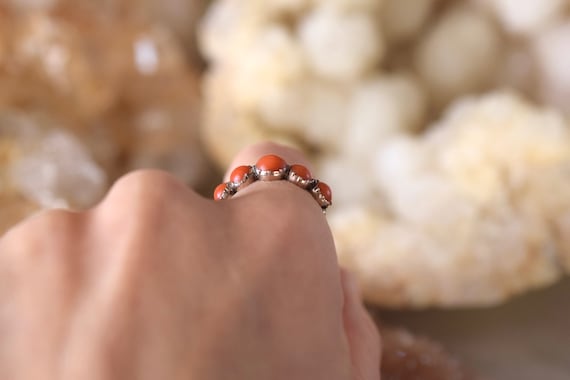 Antique Georgian half hoop ring | 1805 coral ring… - image 5