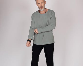 Haut pour homme en mousseline belge. 20 couleurs. Toutes les tailles. - Chemise en mousseline de coton. Manches longues en coton pour hommes. Chemises longues pour hommes. Haut en gaze de coton.