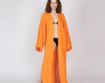 Belgian muslin women's robe. 20 colors. All sizes. - Beach robes. Poolside kimonos for women. Women vacation robes. Light women robes.