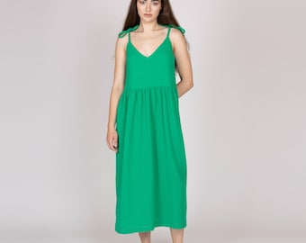 Belgian muslin women's dress. 20 colors. All sizes. - Loose dresses. Green cotton dress. Muslin dresses. Evening dress. Summer muslin dress.