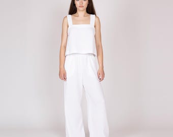 Belgian muslin women's set. 20 colors. All sizes. -  White cotton muslin women sets. Vacation sets for her. Pure cotton women clothing.