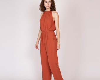 Belgian muslin women's jumpsuit. 20 colors. All sizes. - Cotton jumpsuits. Muslin rompers. Loose women overall. Gauze cotton romper.