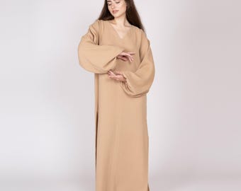 Belgian muslin women's dress. 20 colors. All sizes. - Long cotton dress. Muslin pure cotton dresses. Evening full size dress. Loose dresses.