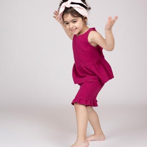 Belgian muslin kids set. 20 colors. All sizes. - Kids top and bottom set. Cotton children tee and shorts. Pure soft cotton kids outfit.
