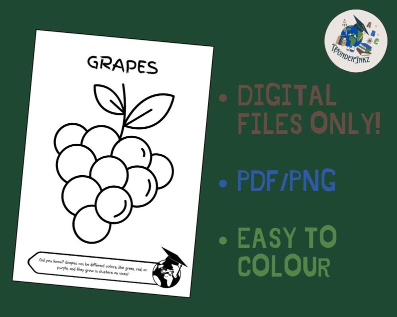 36 Fruit Coloring Pages for School Kids Educational Homeschool PDF ...