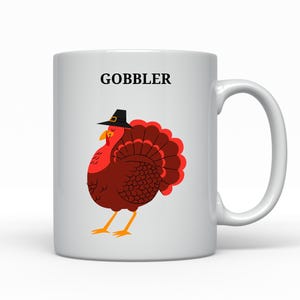 Gobbler Thanksgiving Coffee Mug, White Ceramic, 11oz