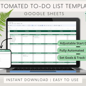 Automated To-Do List Tracker Google Sheets | Daily & Monthly Task Planner | Digital Download | Spreadsheet | Automated Productivity Calendar