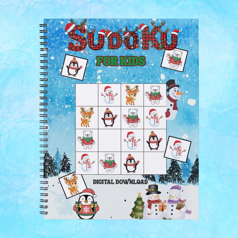 Christmas Kids Sudoku Printable Holiday Puzzles Easy for Children Fun ...