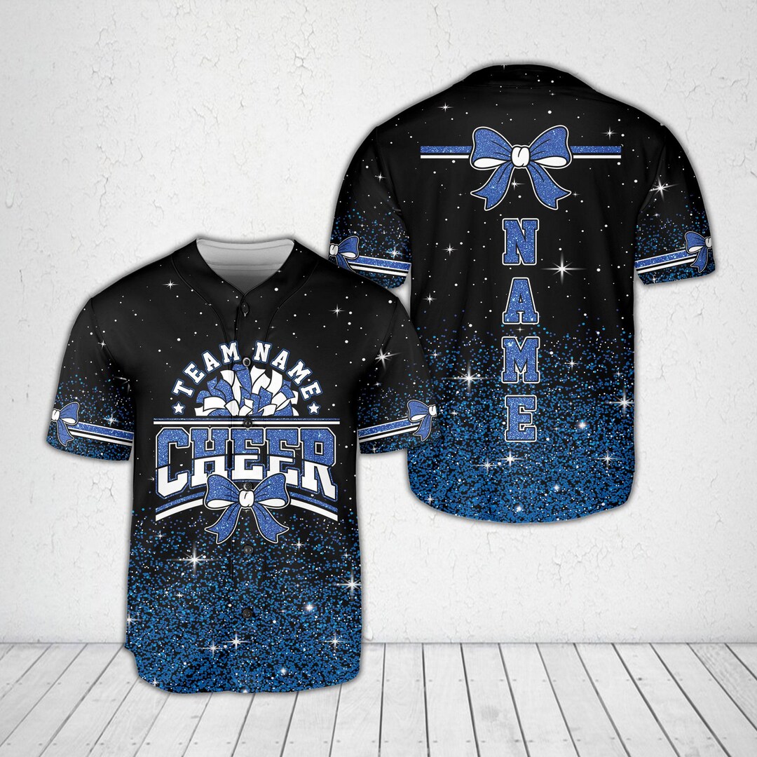 Personalized Glitter Cheer Baseball Jersey, Custom Cheer Team Baseball ...