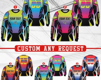 Camiseta personalizada de manga larga para motocross con gradiente, ideal para amantes del motocross, BMX, regalo para motociclistas, camiseta MX para niños.