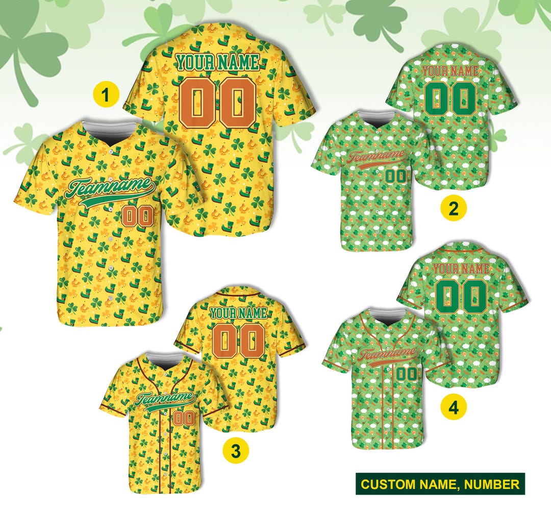 Personalized St Patrick's Day Baseball Jersey, Custom Name, Number ...