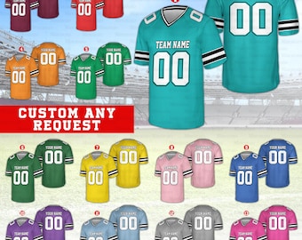 Camiseta de fútbol personalizada, camiseta de equipo personalizada con nombre, número y color a juego, camiseta de fútbol de manga corta con cuello en V, camiseta de fútbol unisex