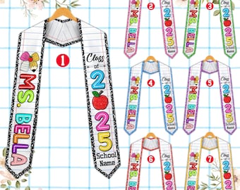 Custom Graduation Teacher Marquee Stole, Personalized Teacher Stole, Coquette Grad Stole, Cute Class Of 2025 Gift For Future Teacher