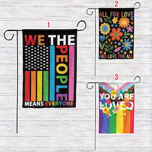 All For Love Garden Flag, Inclusive Diversity Flag, Pride Month Gift, Social Justice, Floral Rainbow You Are Loved Garden Flag