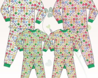 Pigiama irlandese per il giorno di San Patrizio, pigiama a maniche lunghe con trifoglio Lucky Clover, pigiama verde per il giorno di San Patrizio, abbigliamento da casa Lucky Vibes