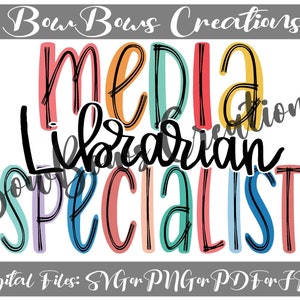Bibliothekar Bibliothek Medienspezialist Lehrer Sublimation Design / / Retro Digital Download / / Back To School / / Umriss Heat Press PNG