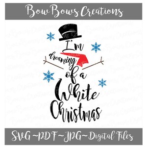 Träumen von einem weißen Weihnachten digital geschnitten Datei / / SVG Vinyl Auto Fenster Aufkleber / / Aufkleber / / Monogramm Tag / / Laptop Aufkleber / / Label