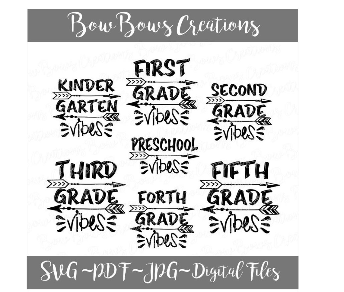 School Grade Vibes Full Collection Cut File // Teach Apple SVG Vinyl ...