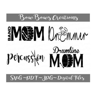 Band Mom Drum Percussion Digital Cut File // SVG Vinyl Car Window Sticker //  Decal //  Monogram Tag // Laptop Decal //  Label