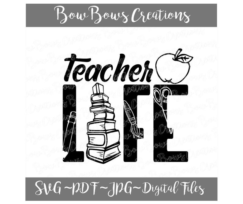 Download Clip Art Teacher Life Cut File Teach Apple Svg Vinyl Car Window Sticker School Decal Pencil Monogram Tag Scissors Laptop Decal Canvas Art Collectibles