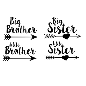 Sibling Big Little Brother Sister Digital Cut File // SVG Vinyl Car Window Sticker // Decal // Monogram Tag // Laptop Decal // Label